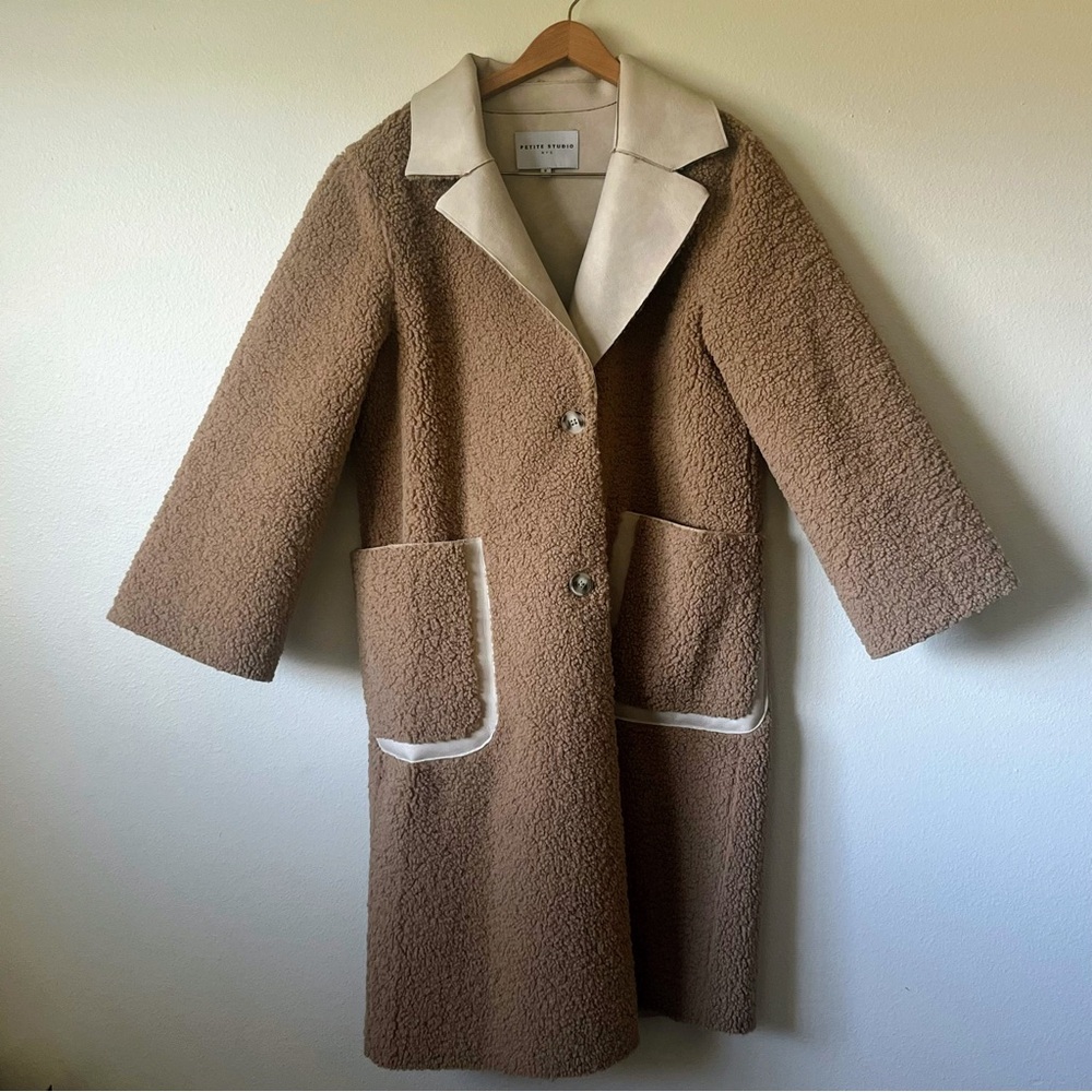 LAST DAY -- Petite Studio NYC Sienna Reversible Coat in Camel and Ivory BNWT - Picture 6 of 9